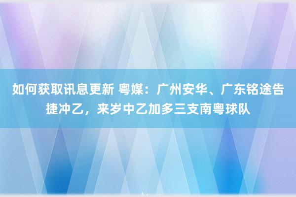 如何获取讯息更新 粤媒：广州安华、广东铭途告捷冲乙，来岁中乙加多三支南粤球队