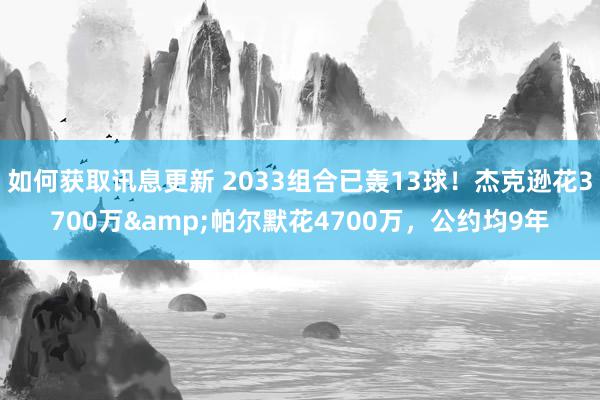 如何获取讯息更新 2033组合已轰13球！杰克逊花3700万&帕尔默花4700万，公约均9年