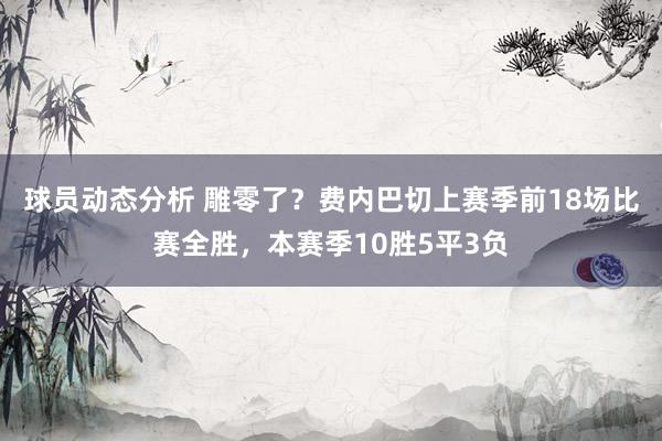 球员动态分析 雕零了？费内巴切上赛季前18场比赛全胜，本赛季10胜5平3负