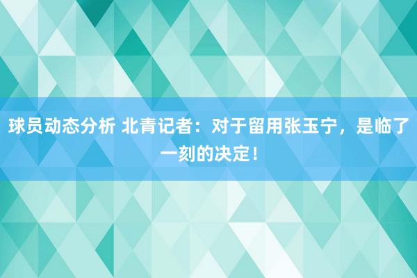 球员动态分析 北青记者：对于留用张玉宁，是临了一刻的决定！