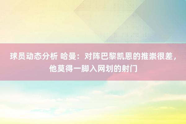 球员动态分析 哈曼：对阵巴黎凯恩的推崇很差，他莫得一脚入网划的射门