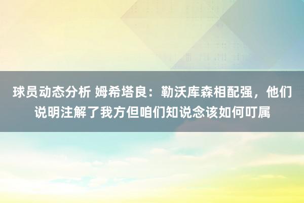 球员动态分析 姆希塔良：勒沃库森相配强，他们说明注解了我方但咱们知说念该如何叮属