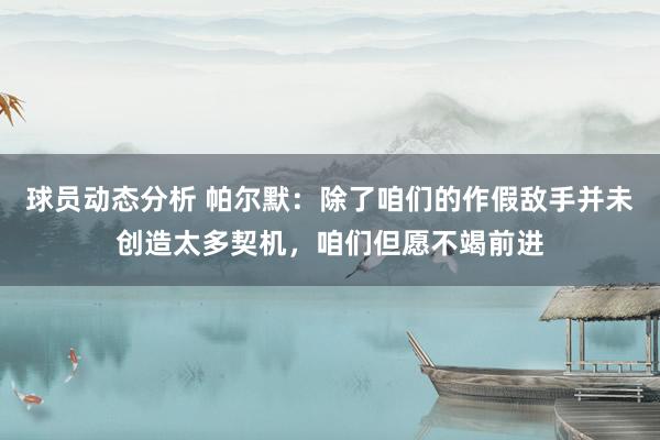 球员动态分析 帕尔默：除了咱们的作假敌手并未创造太多契机，咱们但愿不竭前进