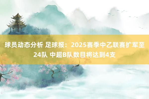 球员动态分析 足球报：2025赛季中乙联赛扩军至24队 中超B队数目将达到4支