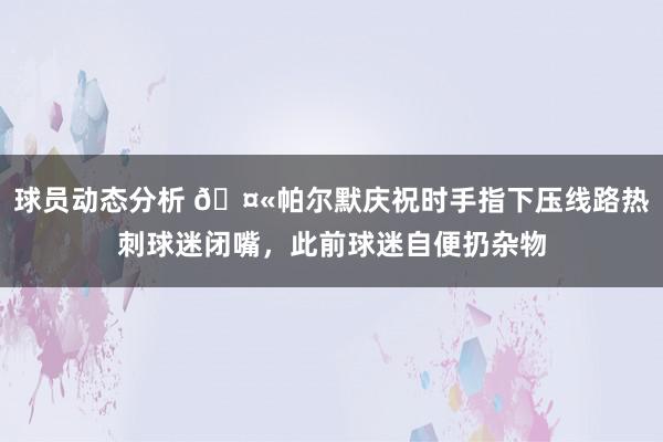 球员动态分析 🤫帕尔默庆祝时手指下压线路热刺球迷闭嘴，此前球迷自便扔杂物