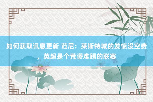 如何获取讯息更新 范尼：莱斯特城的发愤没空费，英超是个荒谬难踢的联赛