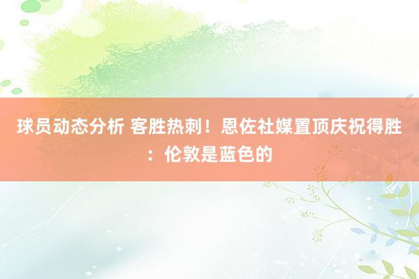 球员动态分析 客胜热刺！恩佐社媒置顶庆祝得胜：伦敦是蓝色的