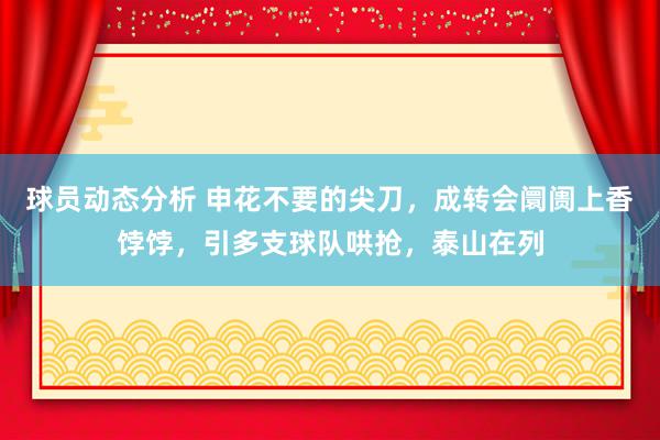 球员动态分析 申花不要的尖刀，成转会阛阓上香饽饽，引多支球队哄抢，泰山在列