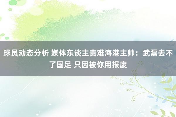 球员动态分析 媒体东谈主责难海港主帅：武磊去不了国足 只因被你用报废